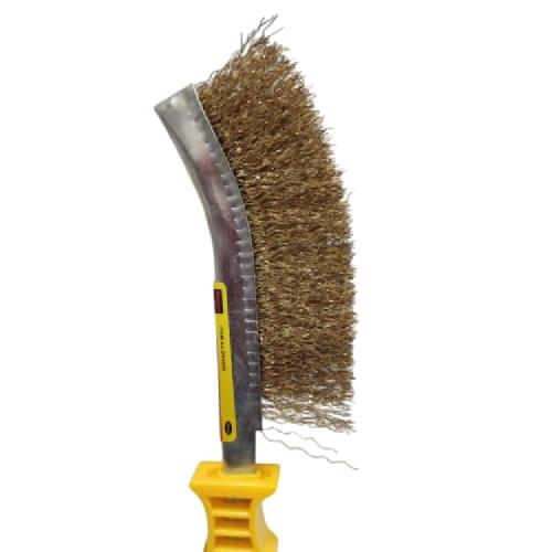 9 IN / BISON MERK TIPE Sikat Kawat Bengkok Kuningan Karat Gagang PVC