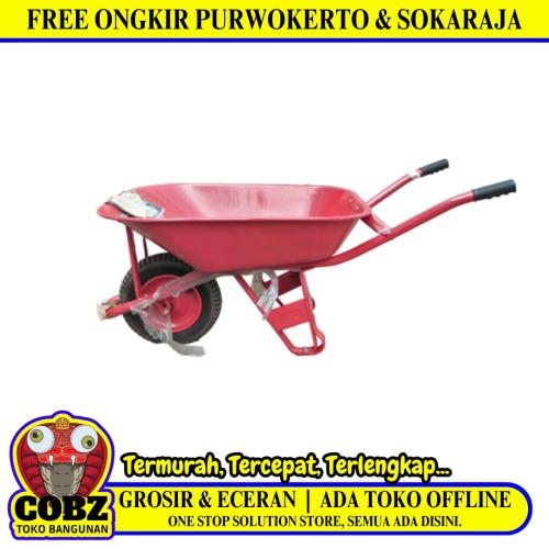 STRONG Gerobak Sorong Pasir Proyek Cor Semen 1 Roda Ban Hidup Merah