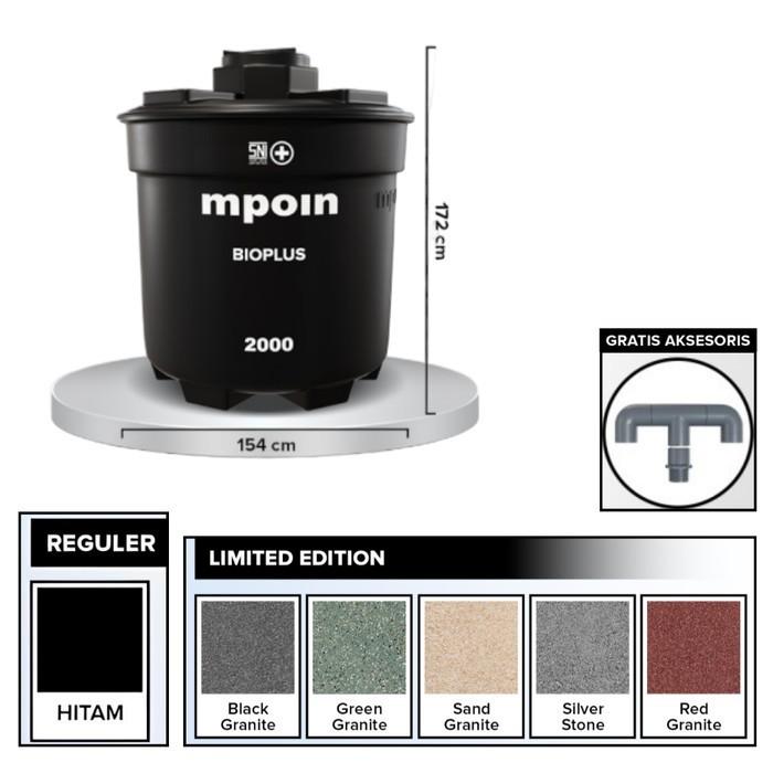 2000 L / M POIN + BIO PLUS B 2000 Septic Tank Sepiteng Tangki PVC Green Granite Set