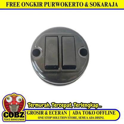 BROCO Saklar Roset Ganda Double Seri Tanam IB Inbow Hitam