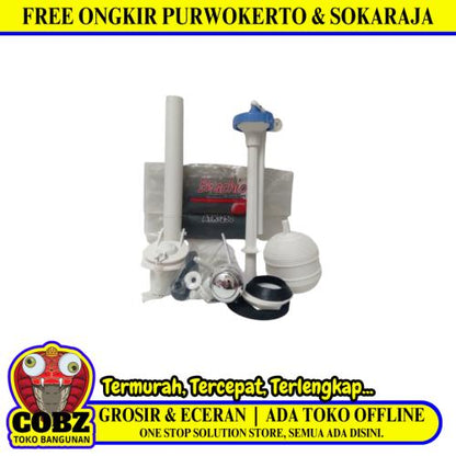 BRACHIO ATK-250 Alat Perlengkapan Kloset Monoblok Single Flush Bulat Set