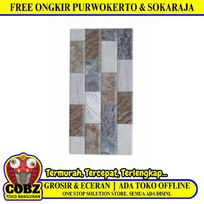 25 CM x 50 CM / UNO Laguna Keramik Dinding Timbul Glossy Grey Dus