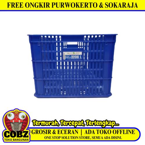 605 MM x 416 MM x 308 MM / GREEN LEAF 2206 L Krat Industri Keranjang Buah Rapat Blue