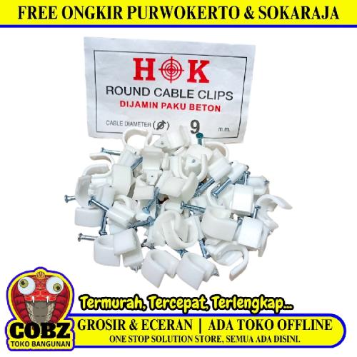9 MM / HOK Klem Kabel Penjepit Penyangga Paku Beton Bungkus