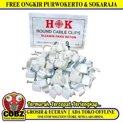 9 MM / HOK Klem Kabel Penjepit Penyangga Paku Beton Bungkus