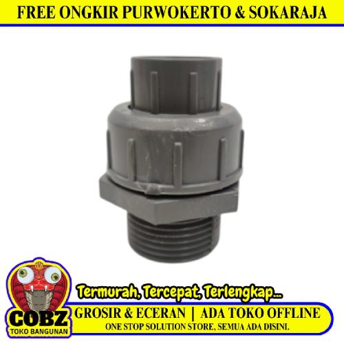1 IN x 1/2 IN / UNION Water Mur Moor Union Socket Polos Dan Drat Luar PVC