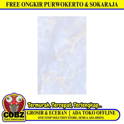 25 CM X 40 CM / UNO SUNNY Keramik Dinding Kamar Mandi Glossy Blue Dus