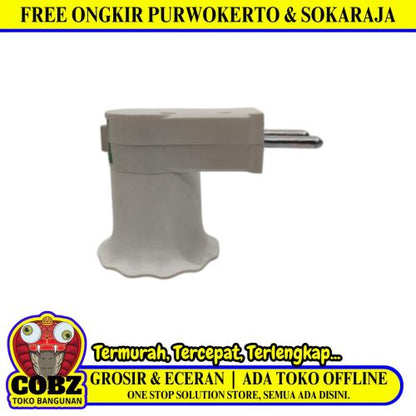 DUTRON 27 Fitting Lampu Saklar Steker Colok Dinding Tidur + Switch Putih