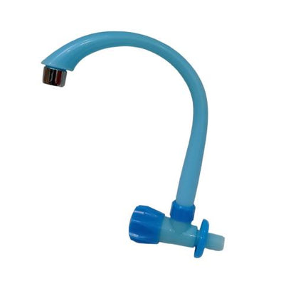1/2 IN / CAB Kran Angsa Putar Kran Angsa Sink Bak Cuci Piring Tembok Plastik Biru PVC