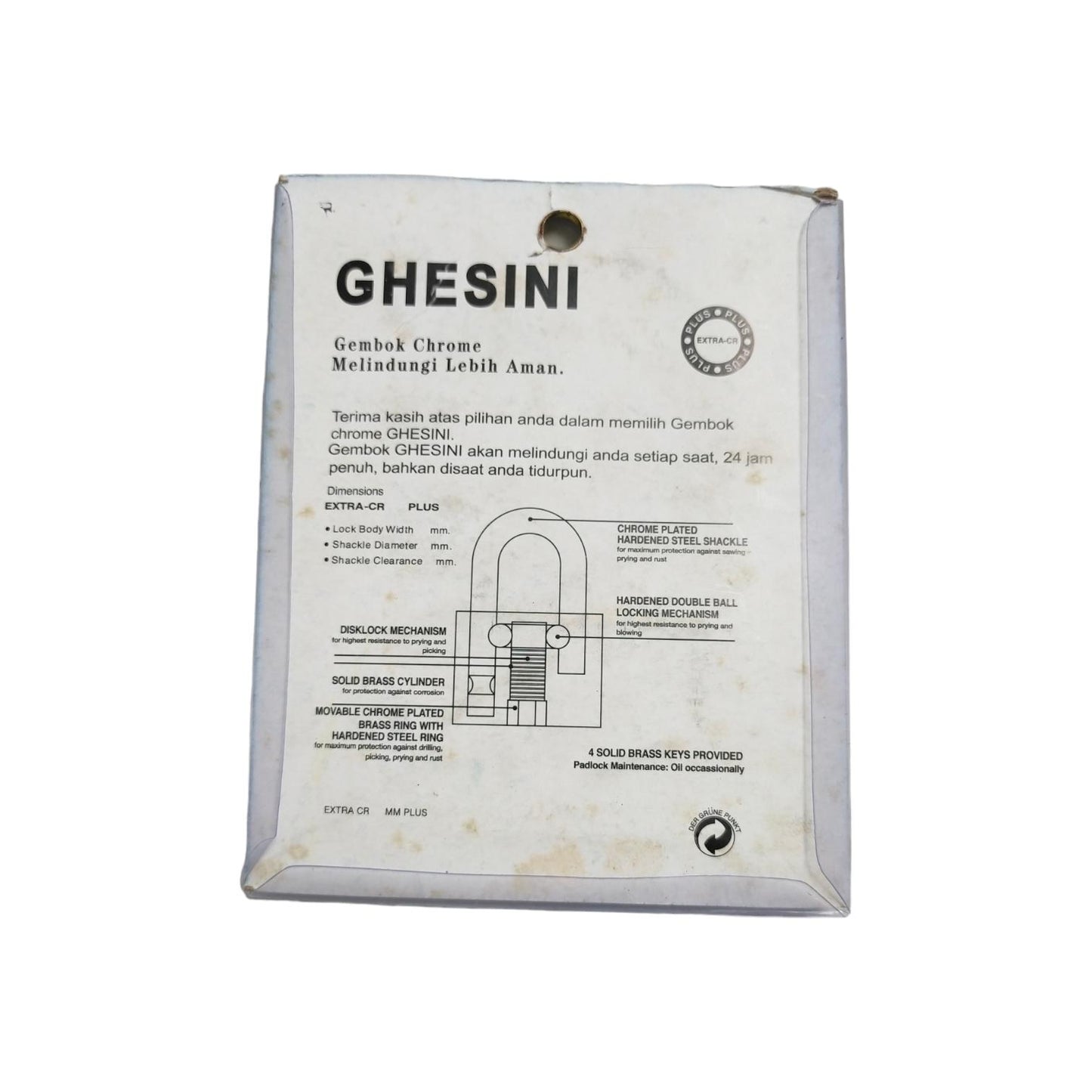 60 MM / GHESINI Gembok Pintu Pagar Padlock Anti Maling Leher Panjang