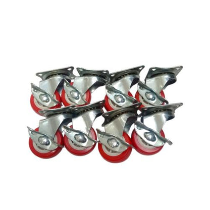 1 IN / TOKIO Roda Rem Hidup Trolly Gepeng Drat 40 MM Karet Merah 8 Pcs Dus