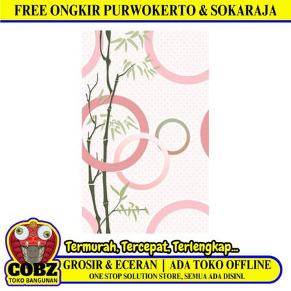 25 CM X 40 CM / UNO OPAL Keramik Dinding Kamar Mandi Glossy Pink Dus