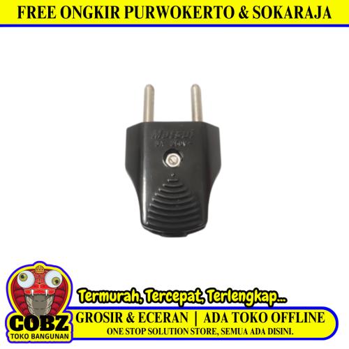 MATSUI Steker Jek Colokan Kabel Listrik Cowok Male Gepeng Hitam