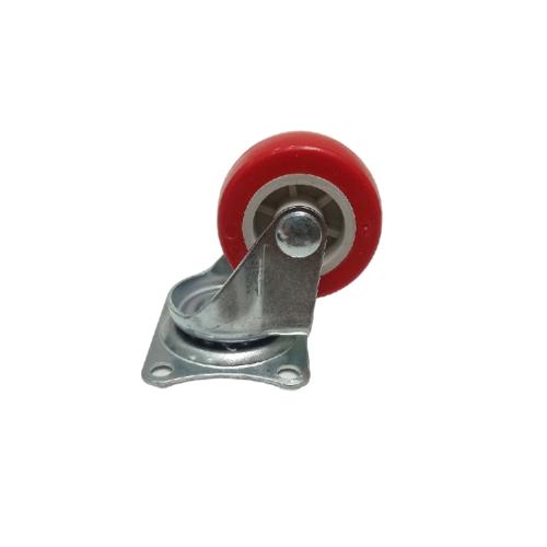 1 1/2 IN / TM Roda Hidup Trolly Non Rem Plat Nylon Merah