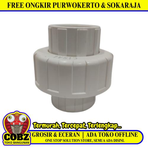 1 IN / CISAL Water Mur Moor Polos Union Socket PVC Plastik Pcs