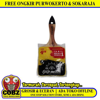 4 IN / TJAP MATA Kuas Cat Tembok Kayu Besi Air Acyrlic Paint Brush
