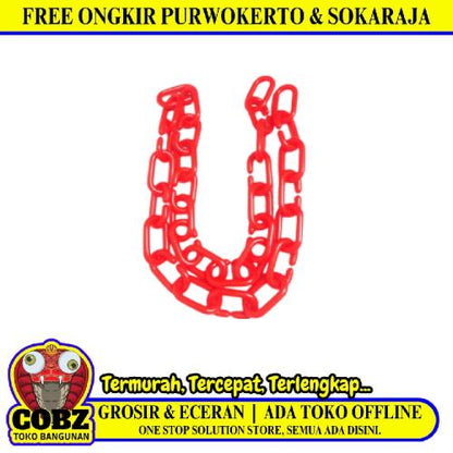 1/4 IN / TM Rantai Plastik PVC Talang Motor Anjing 6 MM Merah Meter