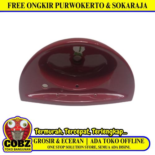 30 CM x 53 CM x 17 CM / DUTY Wastafel Cuci Tangan Kecil Maroon Keramik