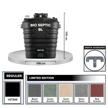 800 L / M POIN + BIO PLUS BST-80 Septic Tank Sepiteng Tangki PVC Red Granite Set