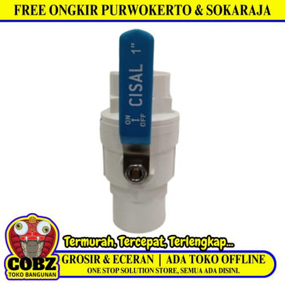 1 IN / CISAL Stop Kran Polos Ball Valve Engkol Plastik PVC