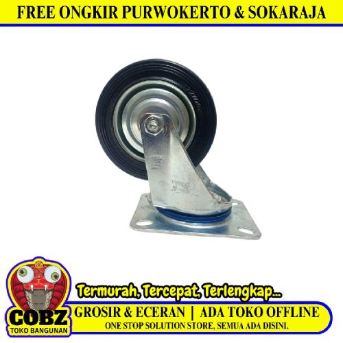 4 IN / TRIPLE-S TIPE Roda Hidup Trolly Gepeng Plat 101 MM Karet Hitam