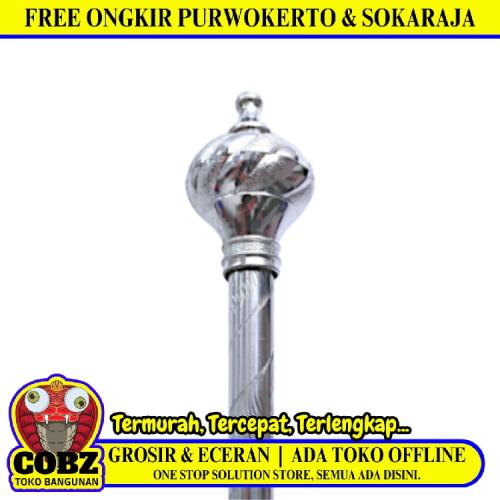 200 CM / TM Batang Rel Gorden Rolet Bulat Stainless Silver Set