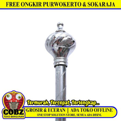 200 CM / TM Batang Rel Gorden Rolet Bulat Stainless Silver Set