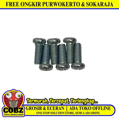 M 4 x 10 MM / TM Baut JP Kepala Pentol Bulat Plus Putih Biji