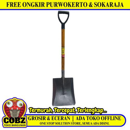CROCODILE Sekop Pasir Tanah Kebun Taman Proyek Plat Baja Jenis Kayu