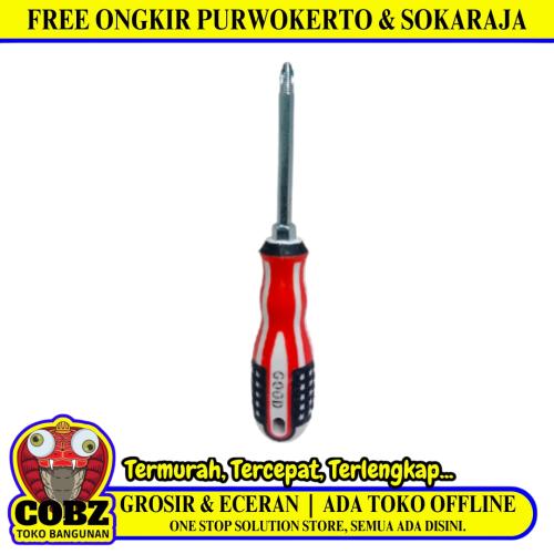 4 IN / GOOD Obeng Screwdriver Two Way Bolak Balik Plus Minus 2 In 1 Gagang Karet