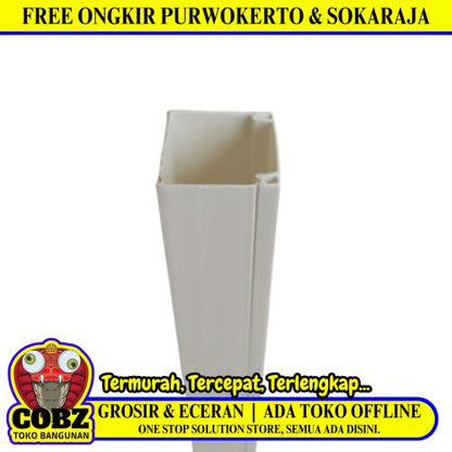 16 MM x 16 MM x 1700 MM / NISO Kabel Dak Ducting Trunking Protector Putih Batang