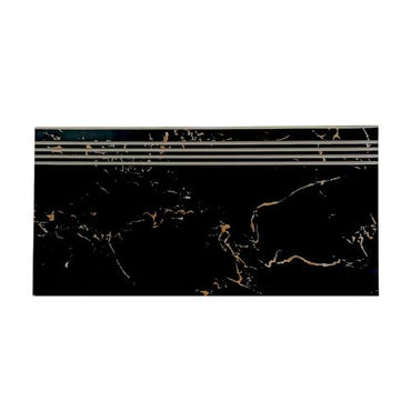 30 CM x 60 CM / NERO PORTORO Granit Lantai Tangga Stepnosing Lembar