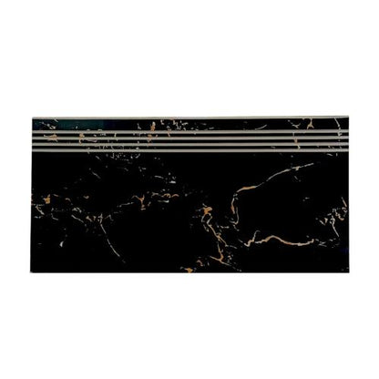 30 CM x 60 CM / NERO PORTORO Granit Lantai Tangga Stepnosing Lembar