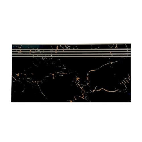 30 CM x 60 CM / NERO PORTORO Granit Lantai Tangga Stepnosing Lembar