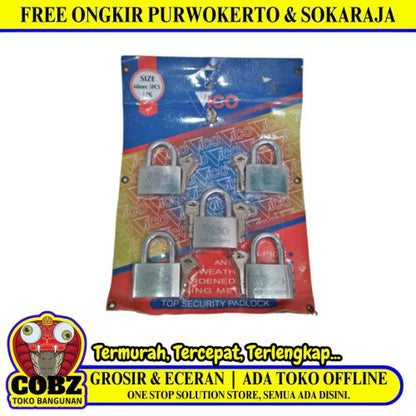 60 MM / VICO Gembok Master Leher Pendek Anti Maling 5 Pcs Set