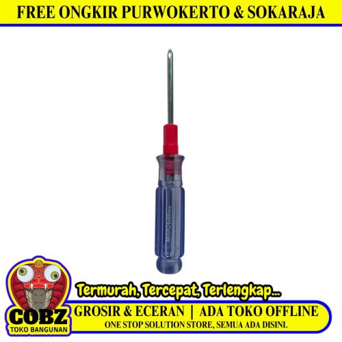 5 IN / MIDO Obeng Screwdriver Two Way Bolak Balik Plus Minus 2 In 1 Gagang Fiber