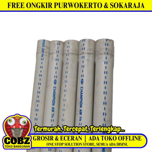 1 1/4 IN x 400 CM / CHAMPION AW Lis Biru Pipa Pralon Paralon PVC Putih Batang