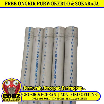1 1/4 IN x 400 CM / CHAMPION AW Lis Biru Pipa Pralon Paralon PVC Putih Batang