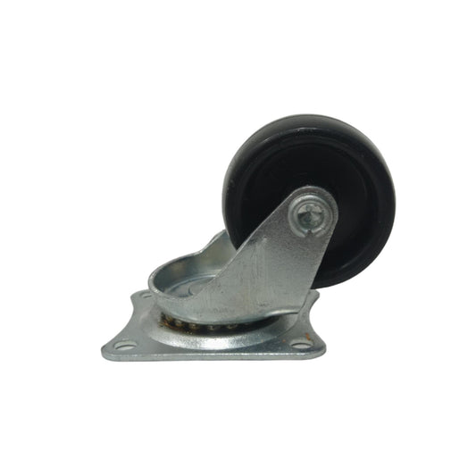 2 IN / TM Roda Hidup Trolly Non Rem Gepeng Plat Karet Hitam Rem