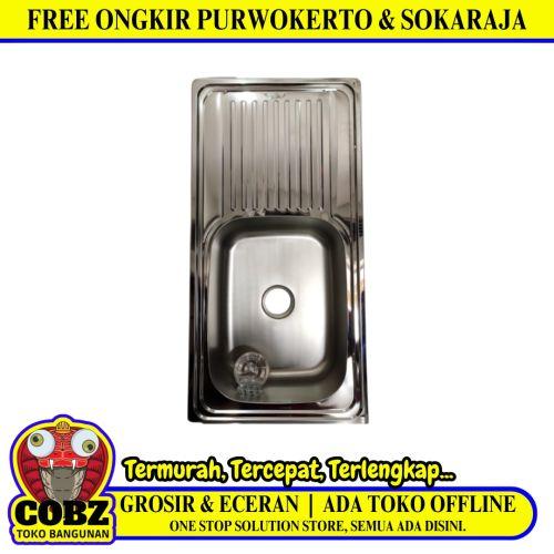 100 CM X 51 CM X 19 CM / TECHNOSINK Bak Cuci Piring Washbak 1 Lubang + Acc Set