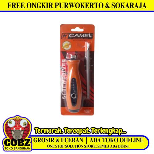 4 IN / CAMEL 01 Obeng Screwdriver Two Way Bolak Balik Plus Minus 2 In 1 Gagang Karet