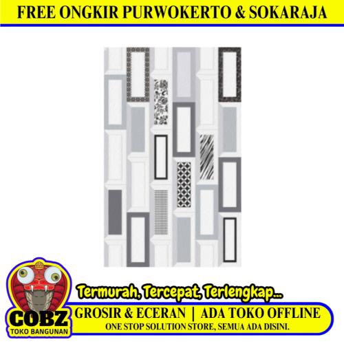 25 CM x 40 CM / UNO MALIBU Keramik Dinding Kamar Mandi Glossy Grey Dus