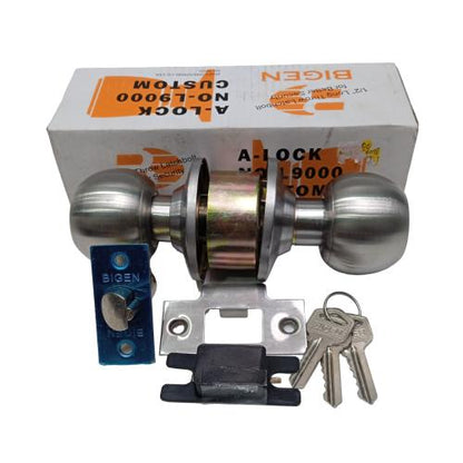 D 5 CM / BIGEN L80G25 Kunci Handle Pintu Bulat Kamar Mandi Stainless chromeSet