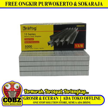 13 / 8 MM / KRAFTIG Refill Isi Guntacker Stapler Tembak 8 MM Dus
