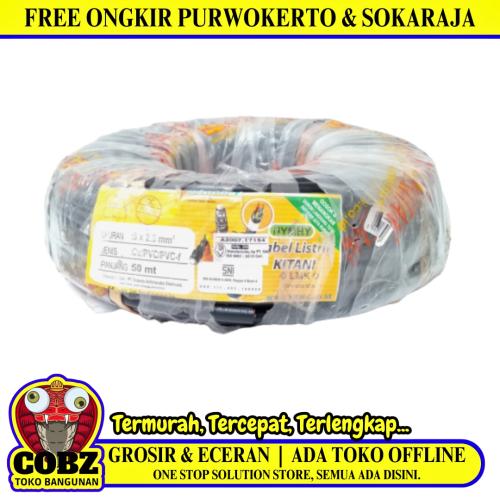 3 INTI x 2.5 MM x 50 M / KITANI NYMHY Serabut Kabel Tembaga SNI Hitam Roll