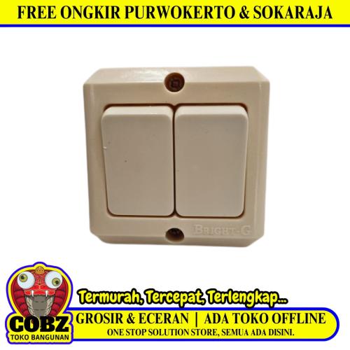 BRIGHT-G Saklar Ganda Double Seri 2 Gang Tempel OB Outbow Cream