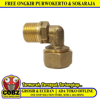 L 20 x 1/2 IN / TM Knee Selang Pex Drat Luar Ke Pipa Kuningan