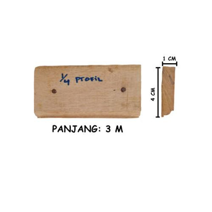 1 CM x 4 CM x 3 CM / NM List Kayu Profil Cermin Pigura Pintu Batang