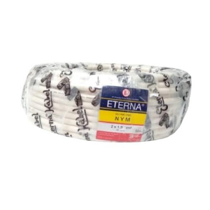 2 INTI x 1.5 MM x 50 M / ETERNA NYM Tunggal Kabel Tembaga SNI Putih Roll