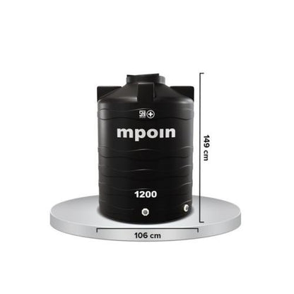 1150 L / MPOIN + WAVE W 1200 Water Torrent Tangki Tandon Air PVC Silver Stone + Acc Set